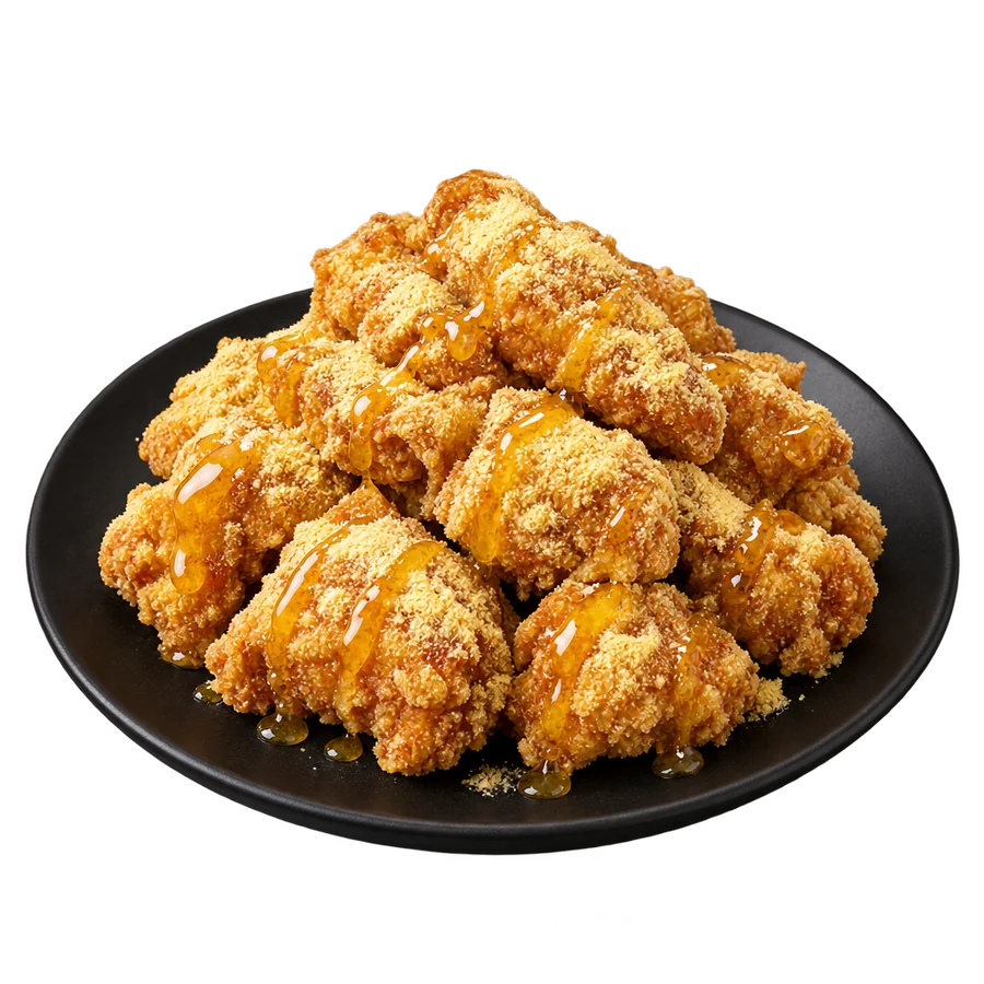 꿀과 버터 시즈닝을 듬뿍 입힌 허니 버터 치킨